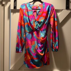 Impressions Colorful Long Sleeve Dress